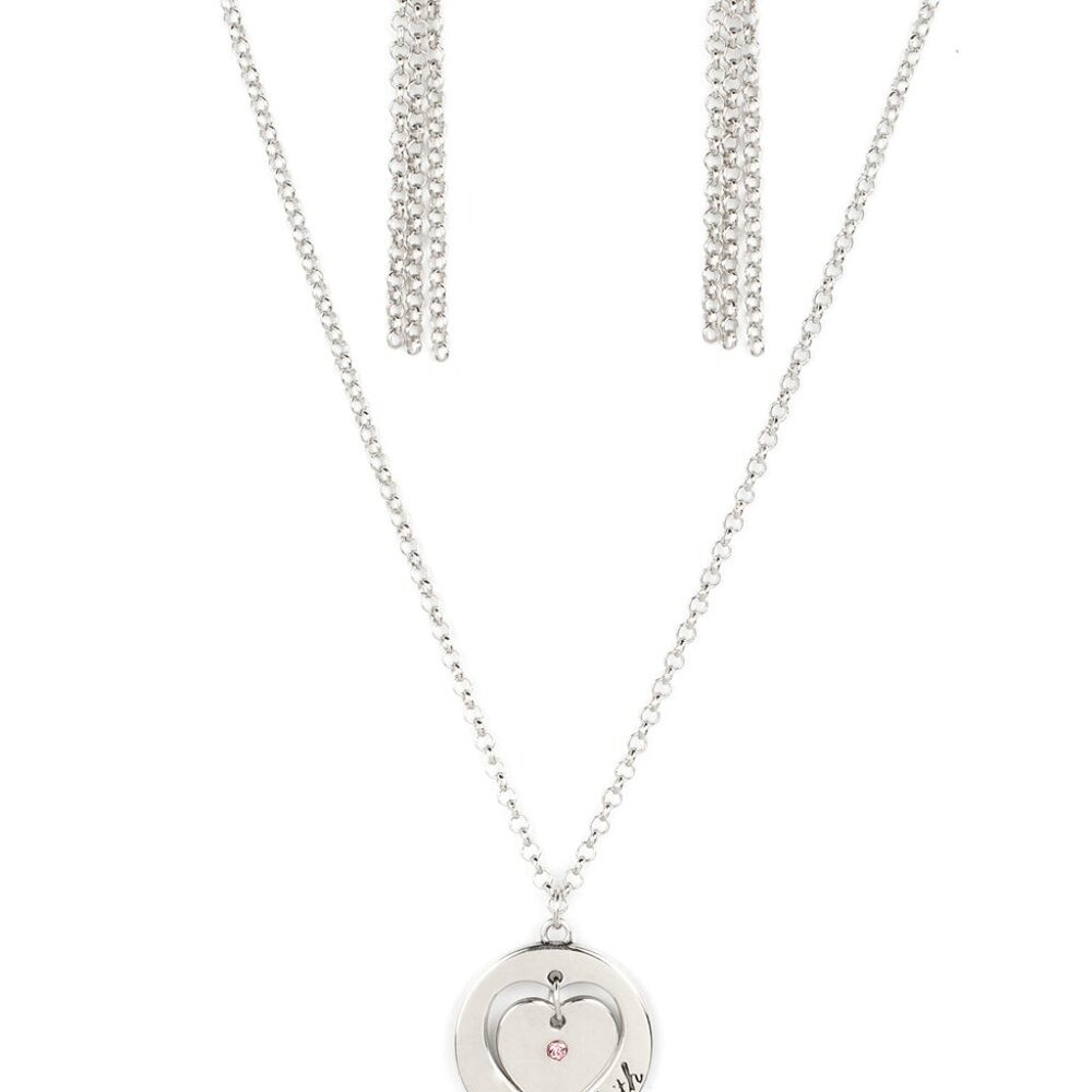 Heart Full of Faith - Pink Necklace and Earrings Set